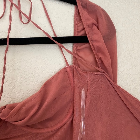 HOUSE OF CB‎ 'Baby 'Pink Chiffon Cutout Halter Mini Dress/Size XL - Picture 14 of 16